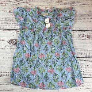 NWT Loft Blue Floral Blouse Small